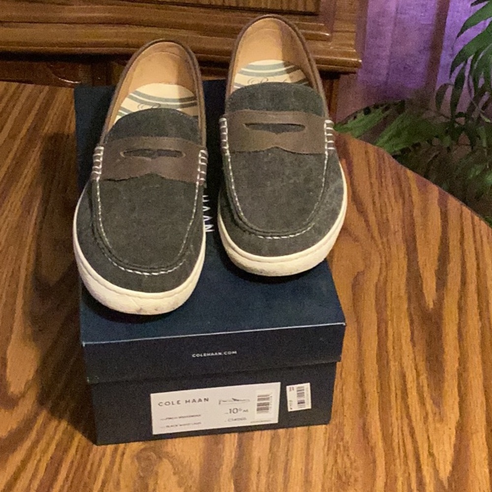 Cole Haan Gray Moccasins with Suede Finish
